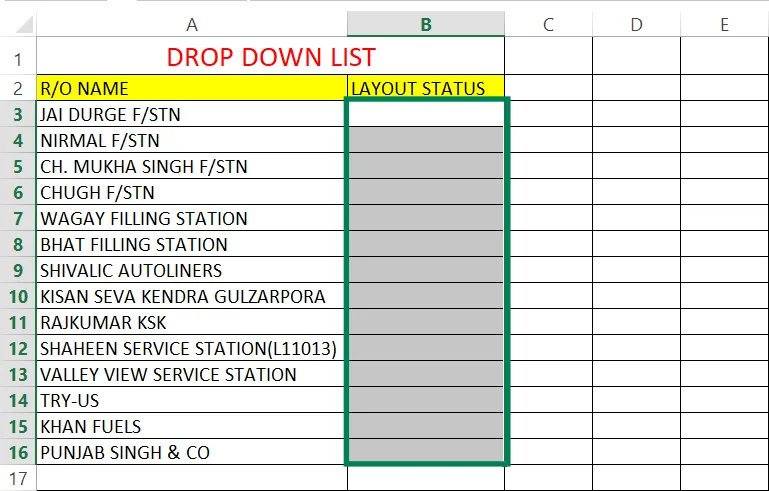 Drop Down List