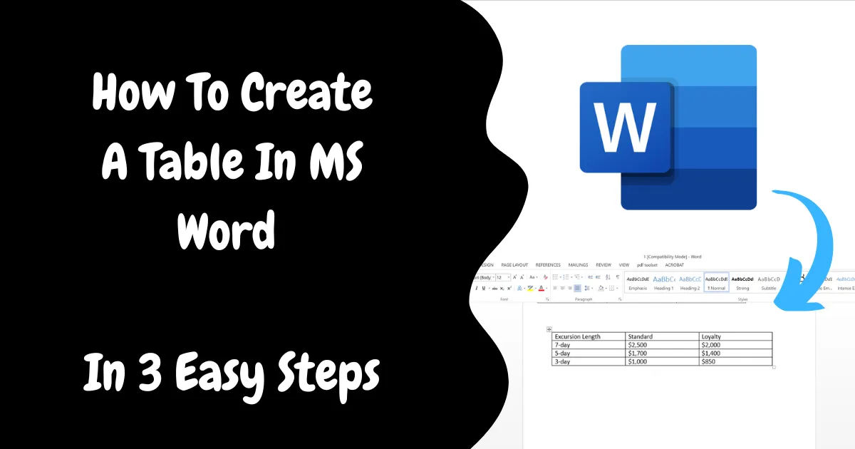 How To Create A Table In MS Word